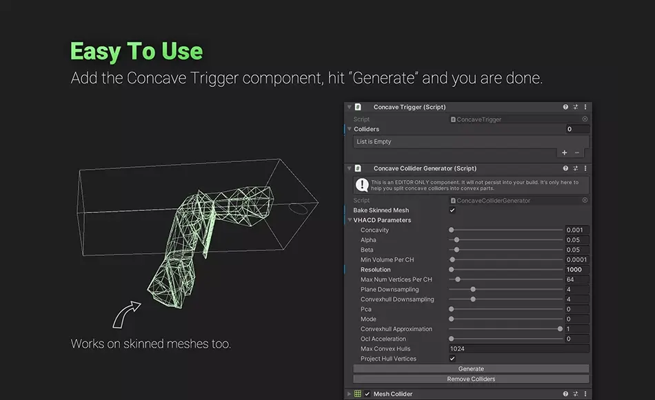 Unity插件 – 碰撞器生成器 Concave Trigger & Collider Generator