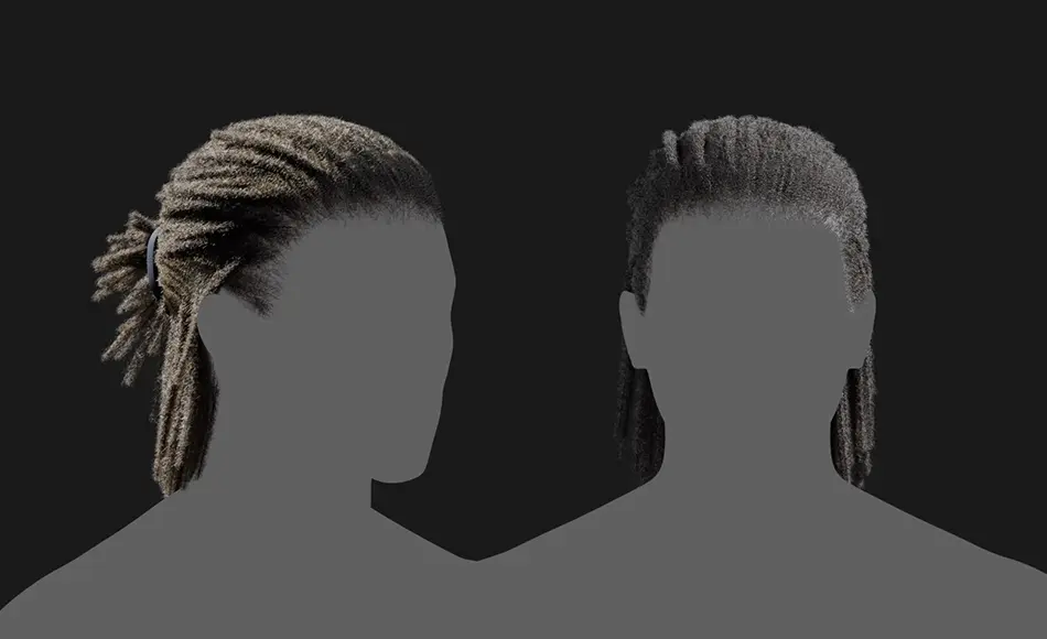 Blender工程 – 脏辫半马尾发型 Dreadlocks Half Ponytail