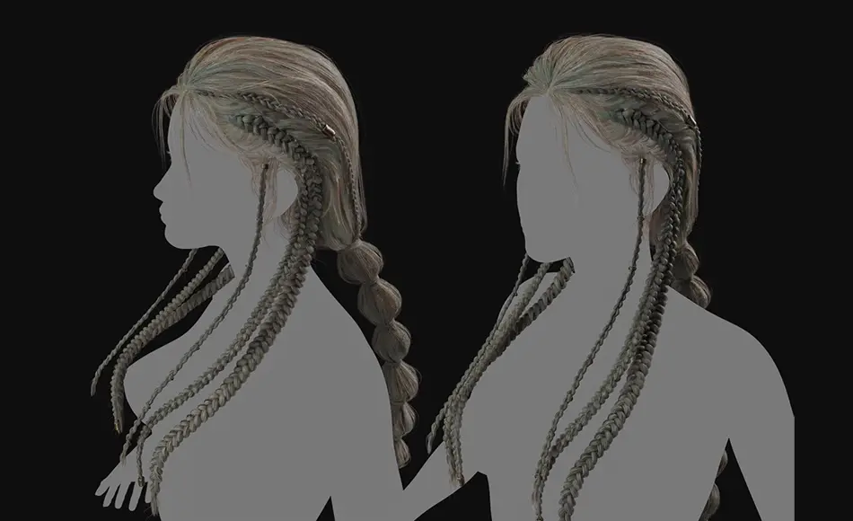 Blender工程 – 女性辫子发型 Real-Time Hairstyle braids 3D model