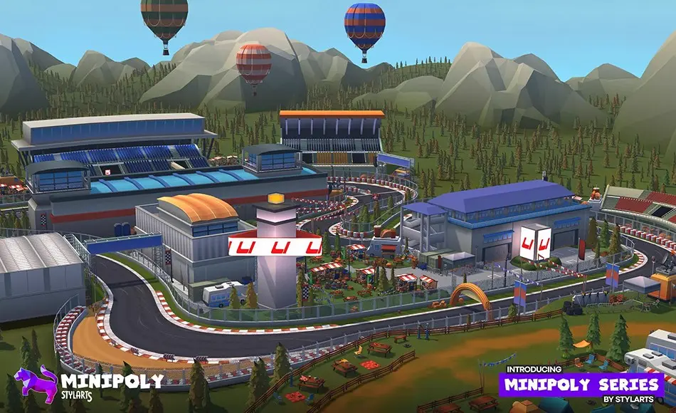 Unity资产 – 风格化迷你赛道 Minipoly Series – Race Track ( Stylized Lowpoly Environment )