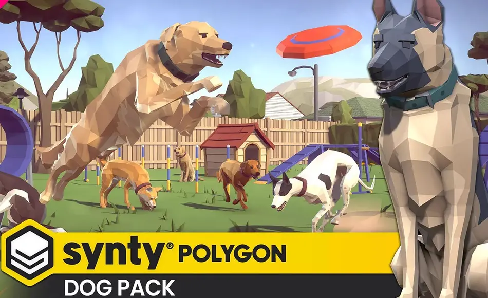 Unity资产 – 风格化卡通狗 POLYGON – Dog Pack Low Poly 3D Art