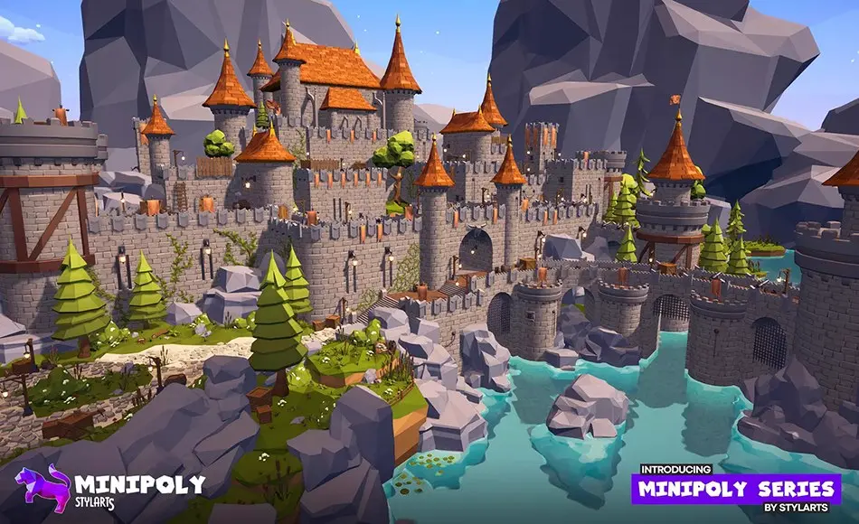Unity资产 – 风格化迷你城堡 Minipoly Series – Mythic Castle ( Stylized Lowpoly Environment )