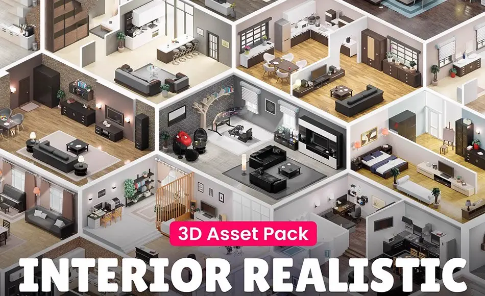 Unity资产 – 风格化写实室内模型包 Interior Realistic – Low Poly 3D Models Pack