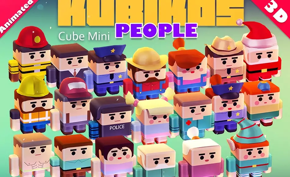 Unity角色 – 动画立方体角色 KUBIKOS – People 20 Animated Cube Characters