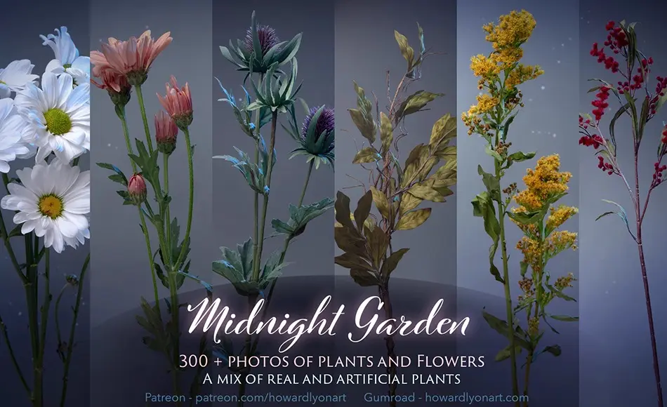 300 张午夜花园植物和花卉 Midnight Garden Plants and Flowers
