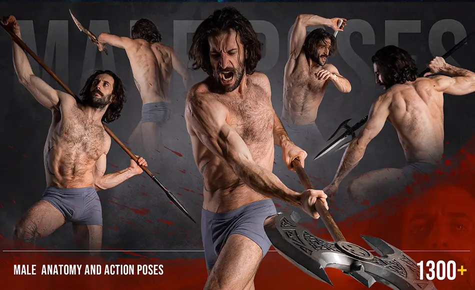 1300 种男性人体姿势解剖参考照片 1300+ Male Poses for Your Anatomy Studies