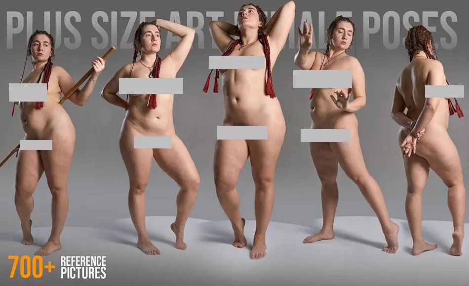 700 张肥胖女性角色动态姿势参考照片 700+ Plus Size Art Female Poses