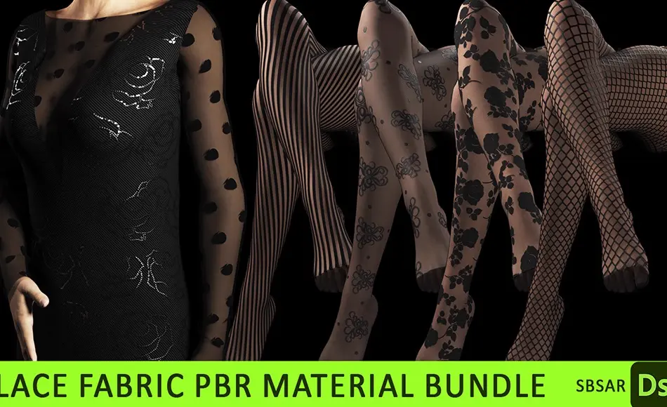 SD材质 – 蕾丝面料材质包 Lace Fabric PBR Material Bundle vol2 (SBSAR + 4K textures)
