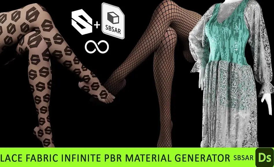SD材质 – 蕾丝面料材质生成器 Lace Fabric Infinite PBR Material Generator