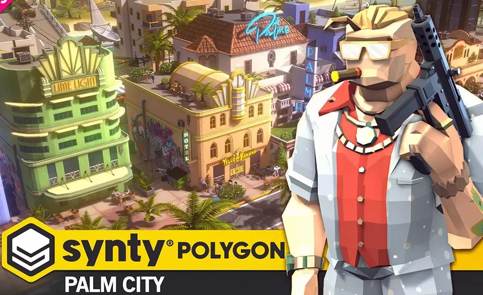 Unity资产 – 风格化海滨城市棕榈城 POLYGON – Palm City