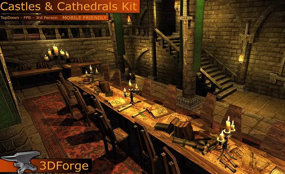 Unity资产 – 城堡和大教堂内饰套件 Castles & Cathedrals Interiors Kit