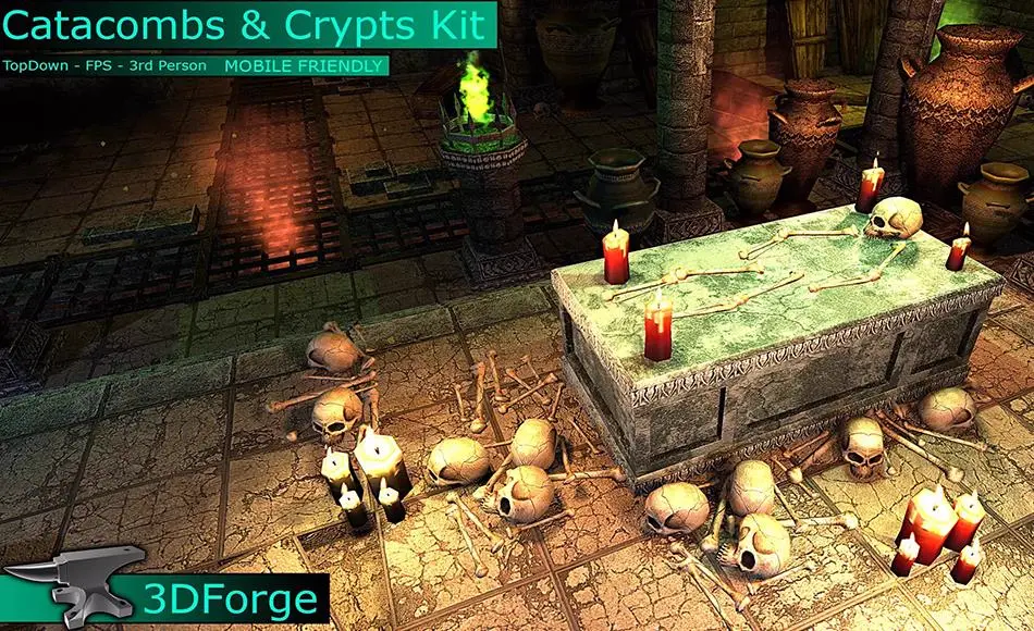 Unity场景 – 地下墓穴和地穴内饰套件 Catacombs & Crypts Interiors Kit
