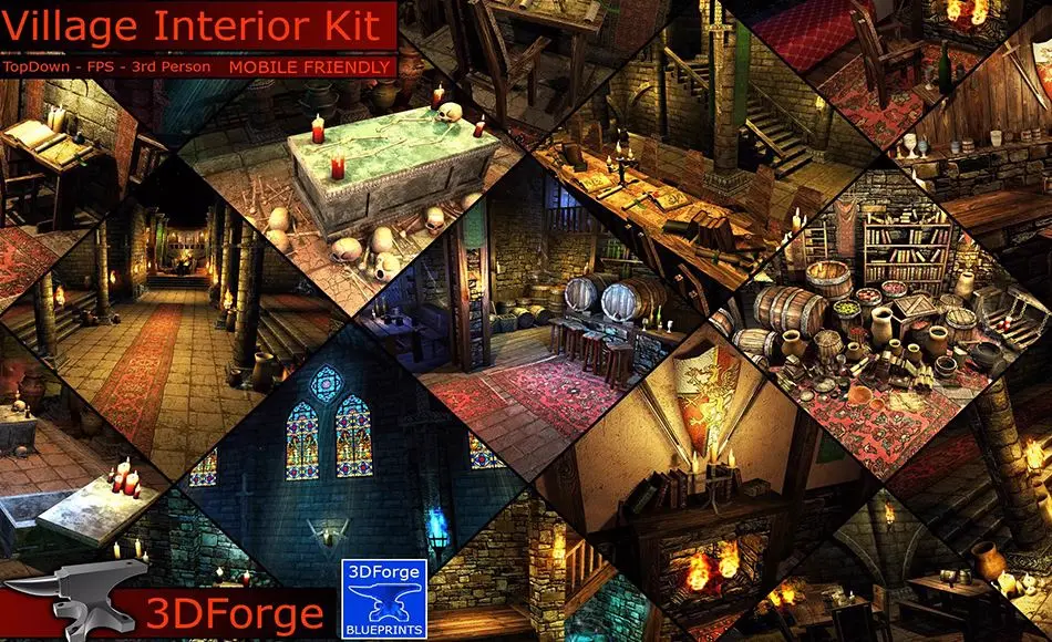 Unity场景 – 中世纪幻想村庄 Village Interiors Kit