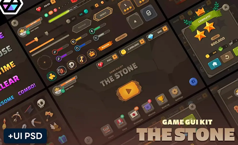 Unity资产 – 游戏UI资产 GUI – The Stone