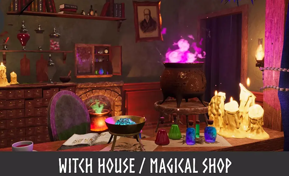 Unity场景 – 女巫房屋环境 Witch House (Magical House, Magical Shop, Witch Shop, Fantasy Shop)