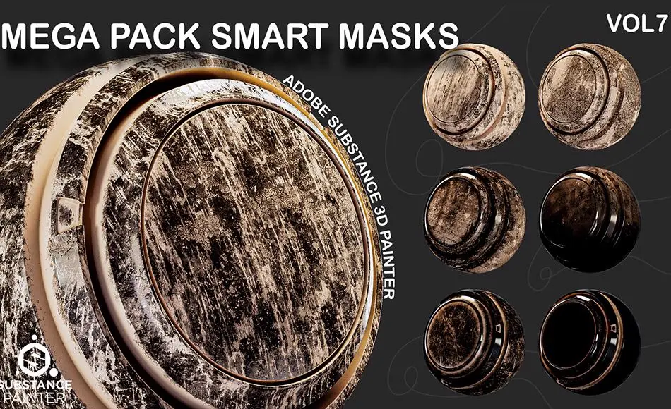 SP材质 – 高细节智能材质蒙版 High Detail Practical – SMART MASKS – Adobe Substance 3d Painter .Spmsk _VOL7