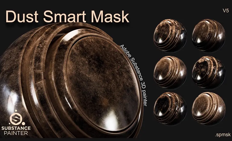 SP材质 – 高细节智能材质蒙版 High Detail Practical Dust Smart Mask – Adobe Substance 3d Painter .Spmsk _VOL5