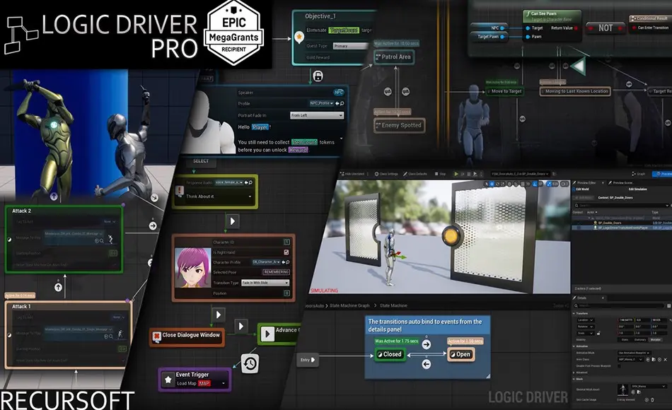 UE4/5插件 – 逻辑驱动插件 Logic Driver Pro – Blueprint Editor for Dialogue, Quest, Combat & FSM Systems