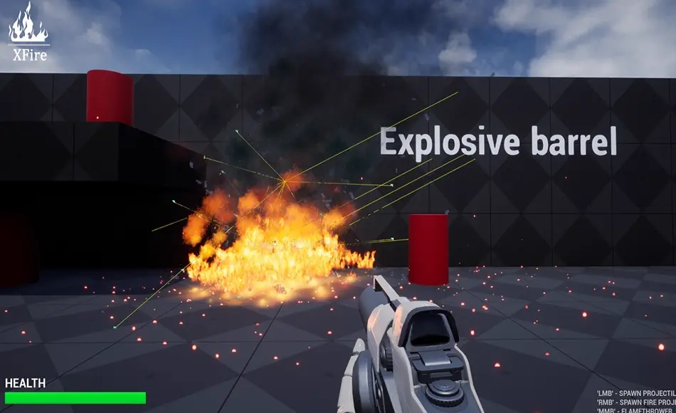 UE5插件 – 游戏火焰特效插件 XFire – fire spawning system (with damage)