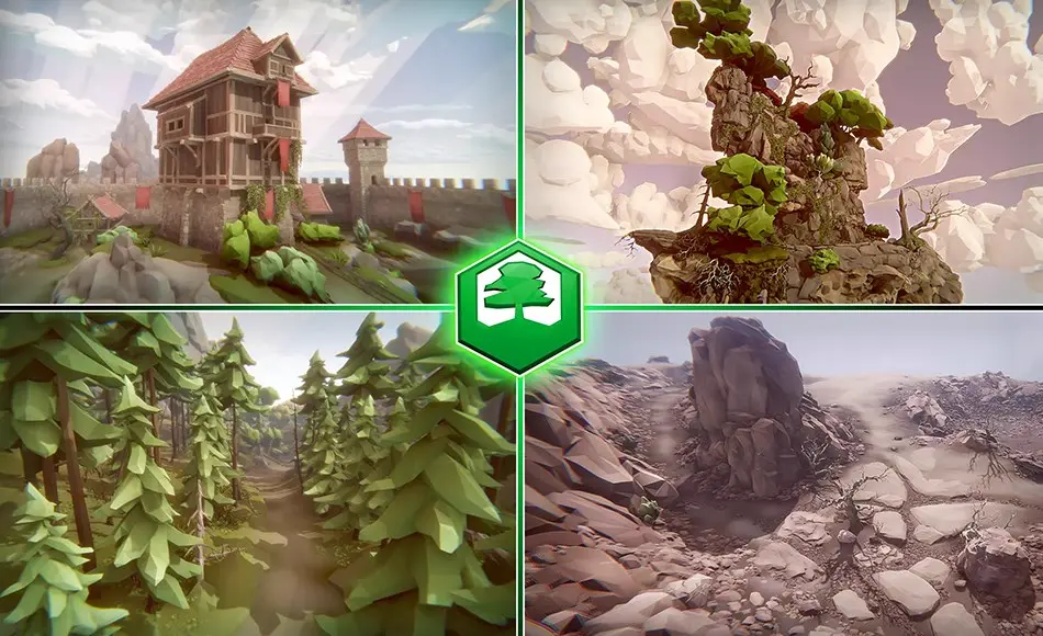 Unity场景 – 风格化资产场景包 Low-Poly Big Environment Pack Unity场景 – 风格化资产场景包 Low-Poly Big Environment Pack