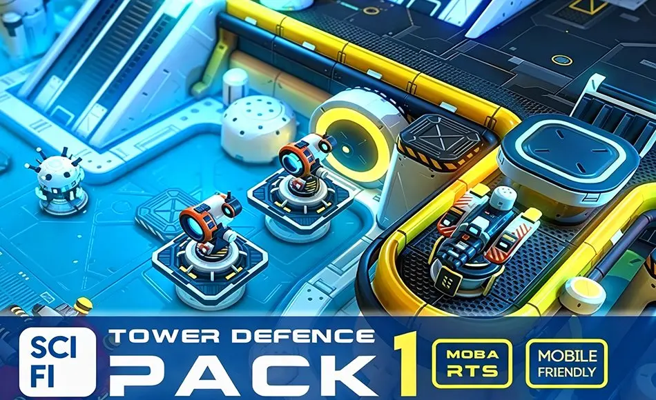 Unity资产 – 科幻塔防合集 SCI-Fi Tower Defense Pack 1