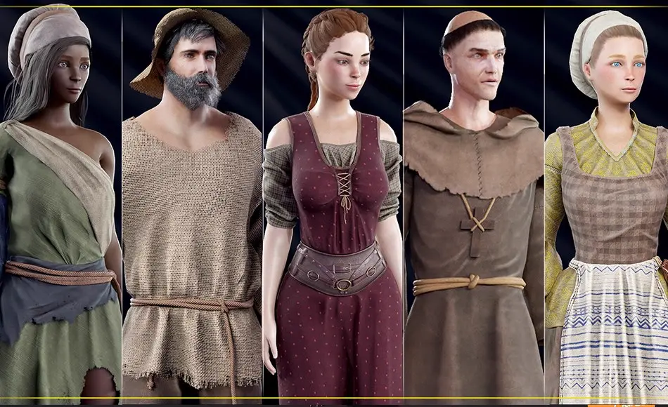 模型资产 – 中世纪游戏角色 Medieval NPC pack