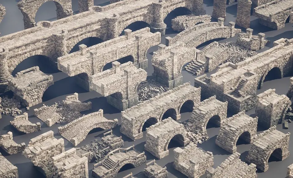 【UE4/5】模块化石桥 Stone Bridges Optimized