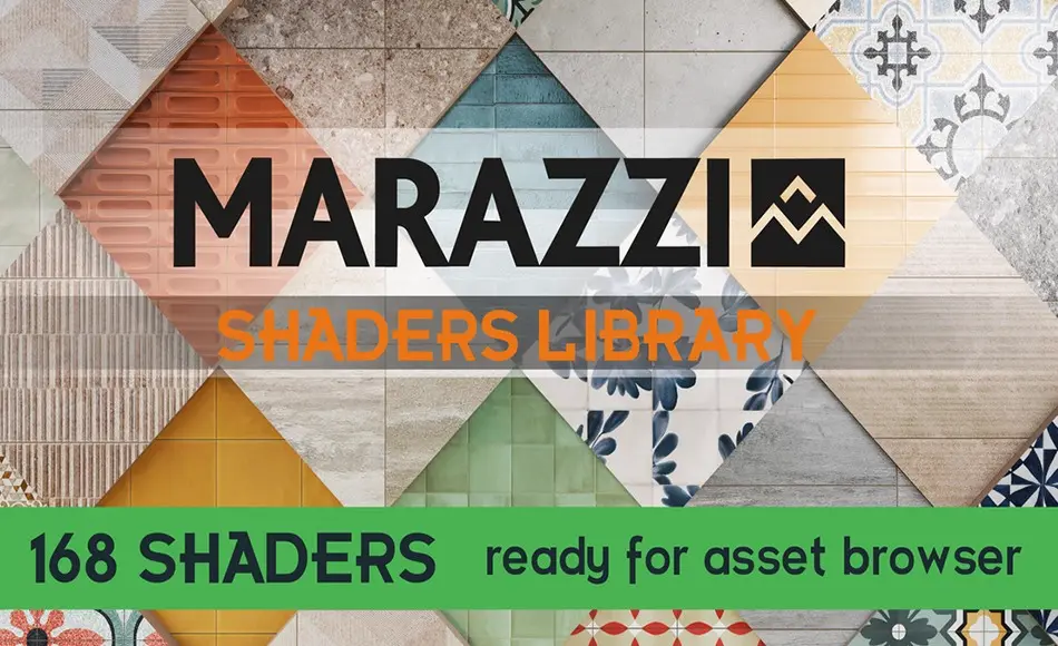 Blender插件 – 资产浏览器 Marazzi Shaders Library-Tiles Stone Ceramic-Asset Browser