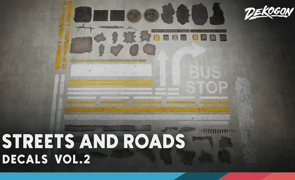 【UE5】道路贴花素材 Decals VOL.2 – Roads and Streets