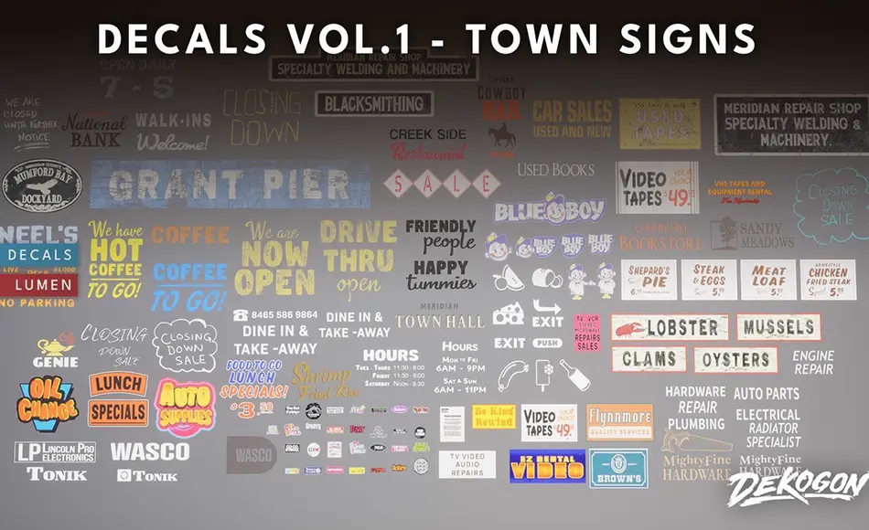 【UE5】城市交通标志 Decals VOL.1 – Town Signs