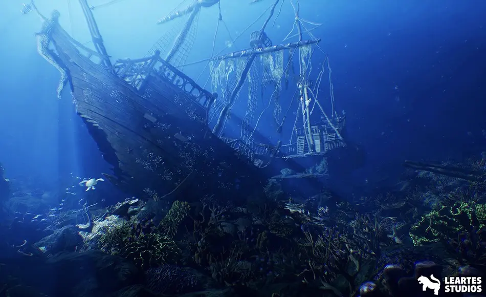 【UE5】水下沉船环境 Underwater Sunken Ship Environment ( Underwater Sunken Ship Ship Underwater )