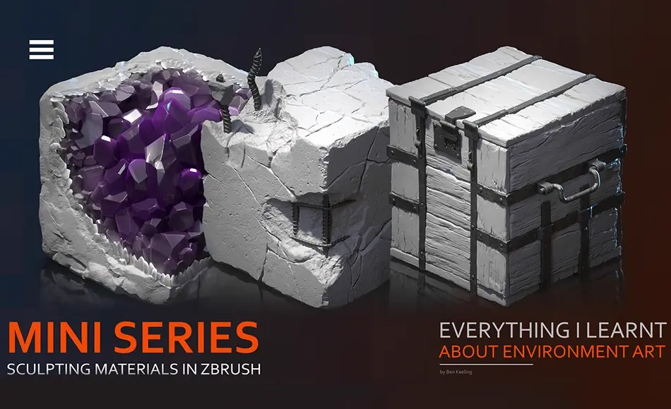 ZBrush教程 – 材质雕刻教程 Everything I learnt about Environment Art – Mini Series – Sculpting Materials in Zbrush