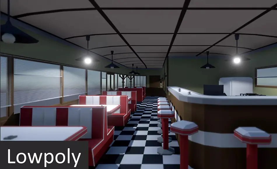 Unity资产 – 风格化复古餐厅包 Lowpoly Modular Retro Diner Pack Unity资产 – 风格化复古餐厅包 Lowpoly Modular Retro Diner Pack