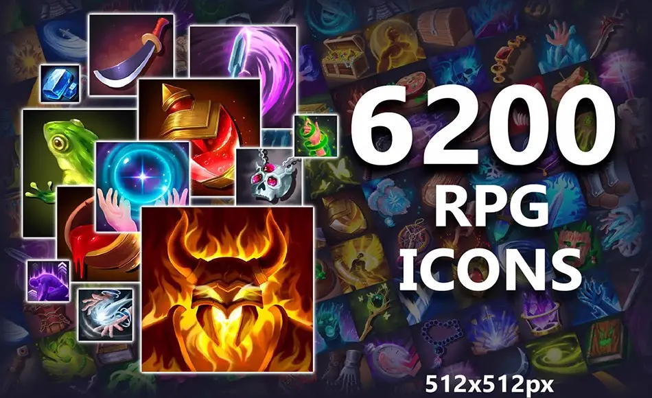 【更新】6200 款奇幻游戏图标 6200 Fantasy RPG Icons Pack 【更新】6200 款奇幻游戏图标 6200 Fantasy RPG Icons Pack