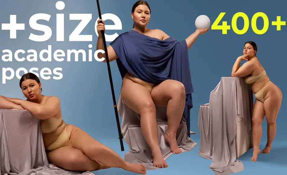 400 张肥胖女性角色姿势参考图片 400+ Academic Female Poses – (Plus-Size) – Reference Pictures for Artists