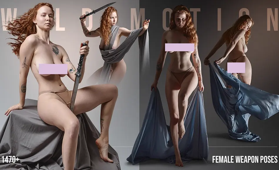 1470 张女性狂野动作参考照片 1470+ Wild Motion – Female Weapon Poses