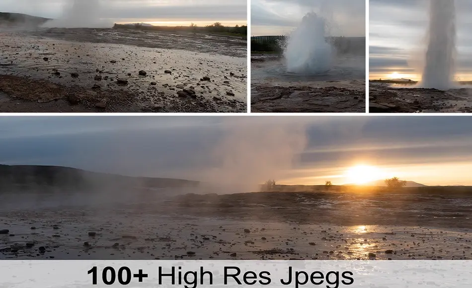 100 张熔岩温泉照片参考包 Reference Pack – Geysir Sunrise