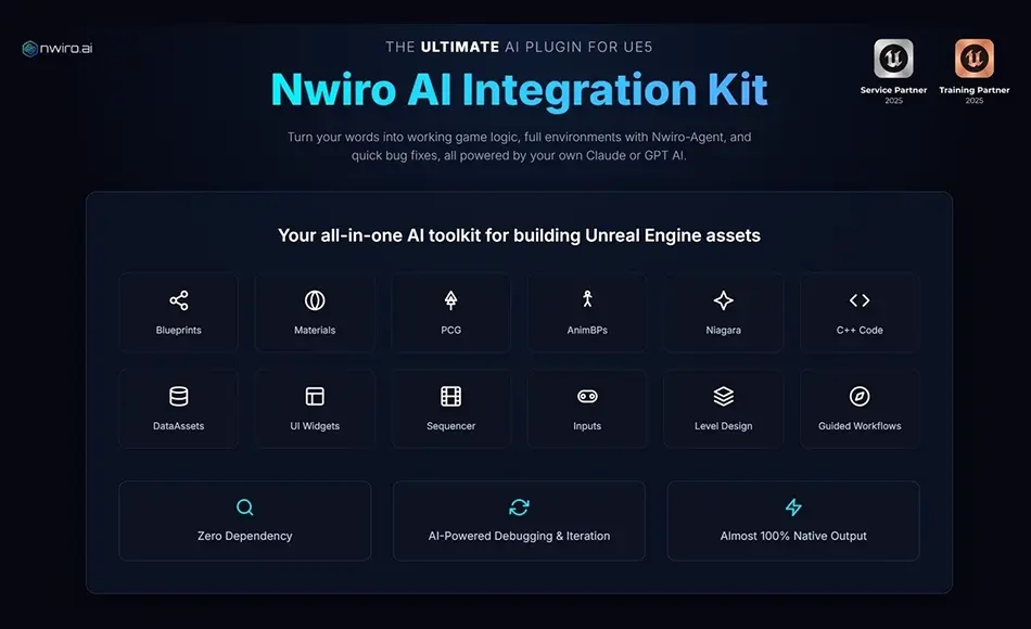 UE5插件 – 一体化 AI工具包 NWIRO – AI Integration Kit ( Unreal Copilot & MCP & IK & Ultimate AI Bridge MCP) UE5插件 – 一体化 AI工具包 NWIRO – AI Integration Kit ( Unreal Copilot & MCP & IK & Ultimate AI Bridge MCP)