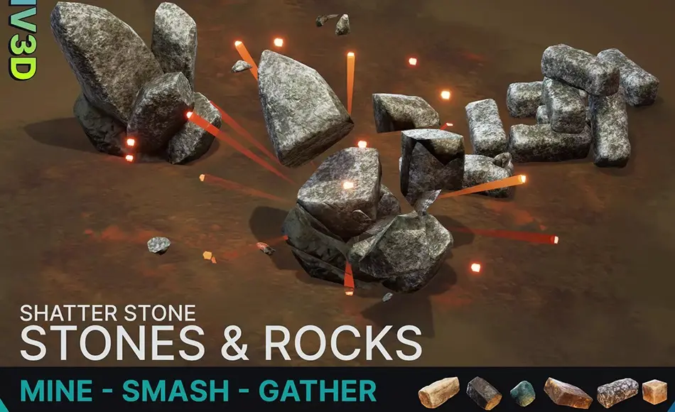 Unity资产 – 石头和岩石资源包 Shatter Stone: Stone & Rock Resource Pack