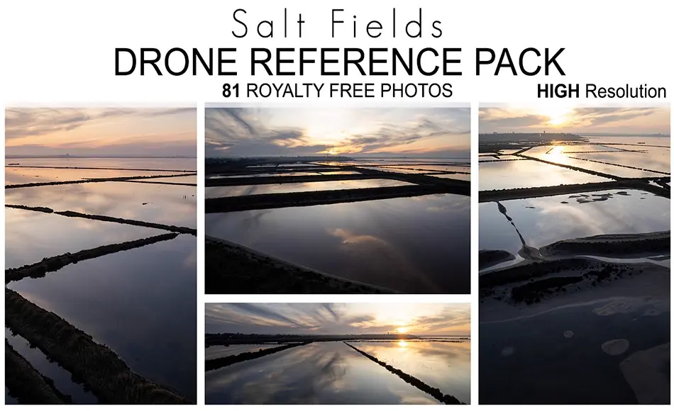 无人机盐田照片参考 Drone Reference Pack – Salt Fields – 81 Royalty Free Photos