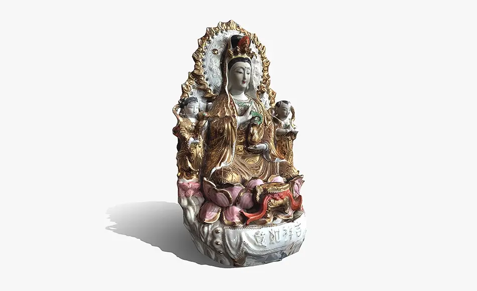 模型资产 – 观音雕塑模型 Guanyin 2 v2 Low-poly 3D Model