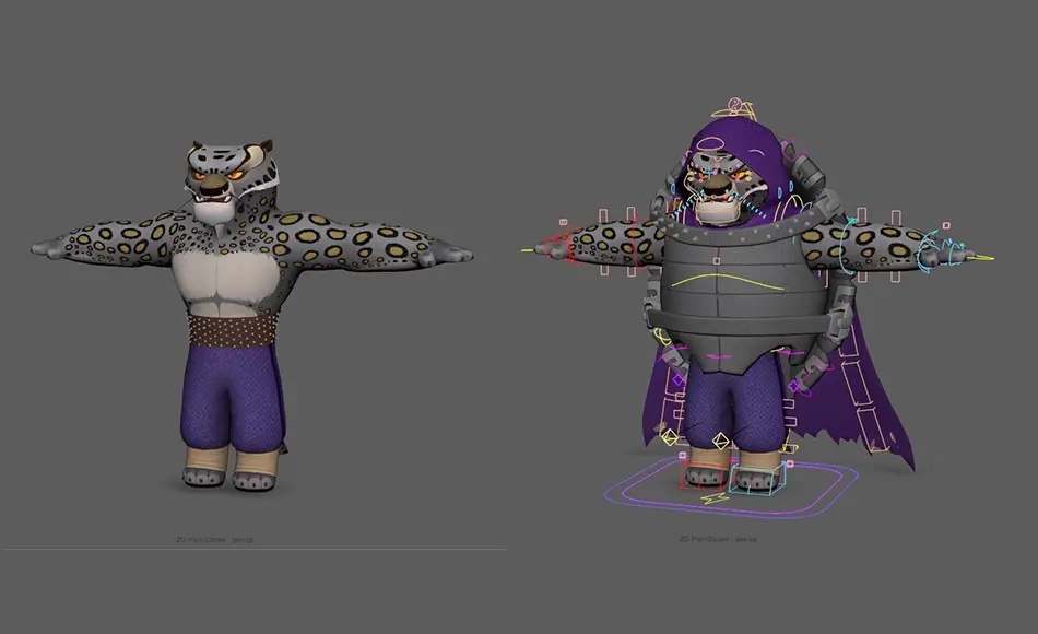 模型资产 – 动画绑定模型 Tai Lung Maya Rig