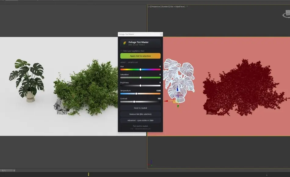 3Dmax插件 – 植被着色插件 Foliage Tint Master — One Click Tools 3Dmax插件 – 植被着色插件 Foliage Tint Master — One Click Tools