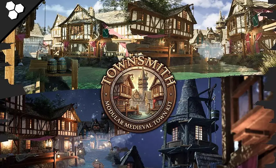 Unity场景 – 模块化中世纪城镇 Townsmith: Modular Medieval Town (Medieval Town, Modular Fantasy Town, Town)