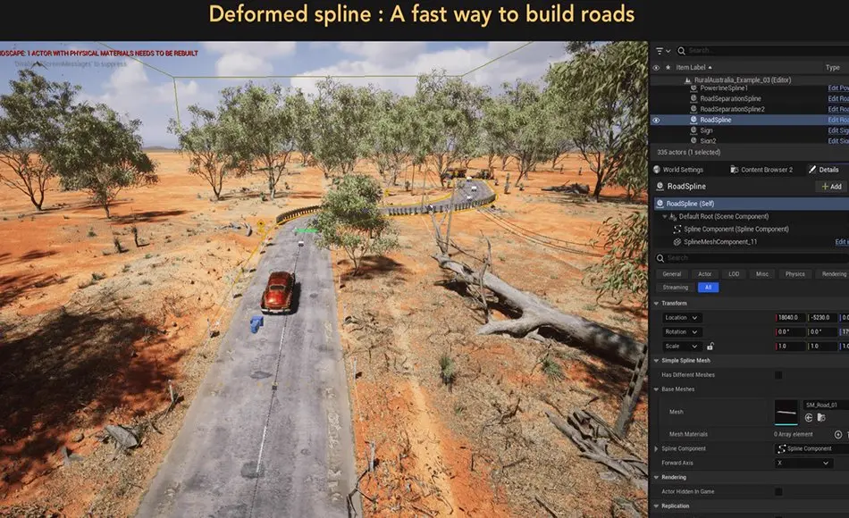 UE5插件 – 关卡设计工具 Simple Spline Mesh : Level Design Tool – Modular System – Roads, Walls, Fences