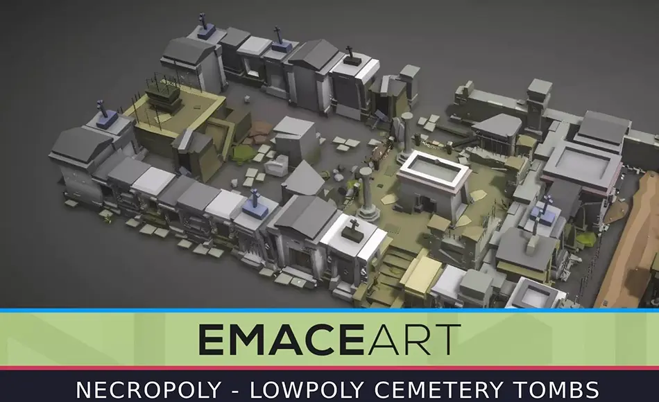Unity资产 – 风格化墓地资产包 Low Poly Cemetery Kit: NecroPOLY – Tombs Module