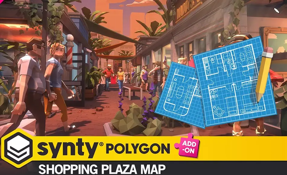 Unity资产 – 风格化商城购物扩展包 POLYGON – Shopping Plaza Map
