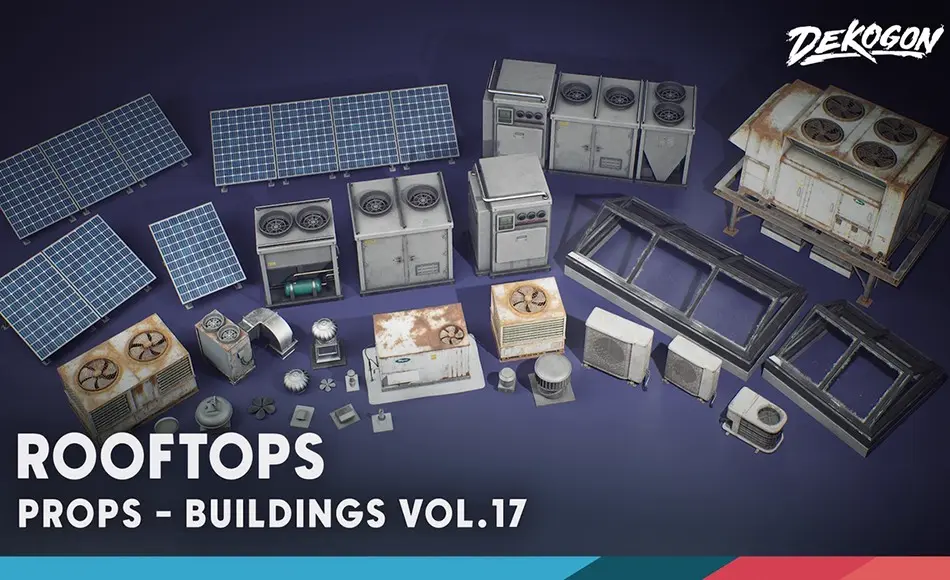 【UE5】模块化房屋建筑 Buildings VOL.17 – Rooftops (Nanite & Low Poly)