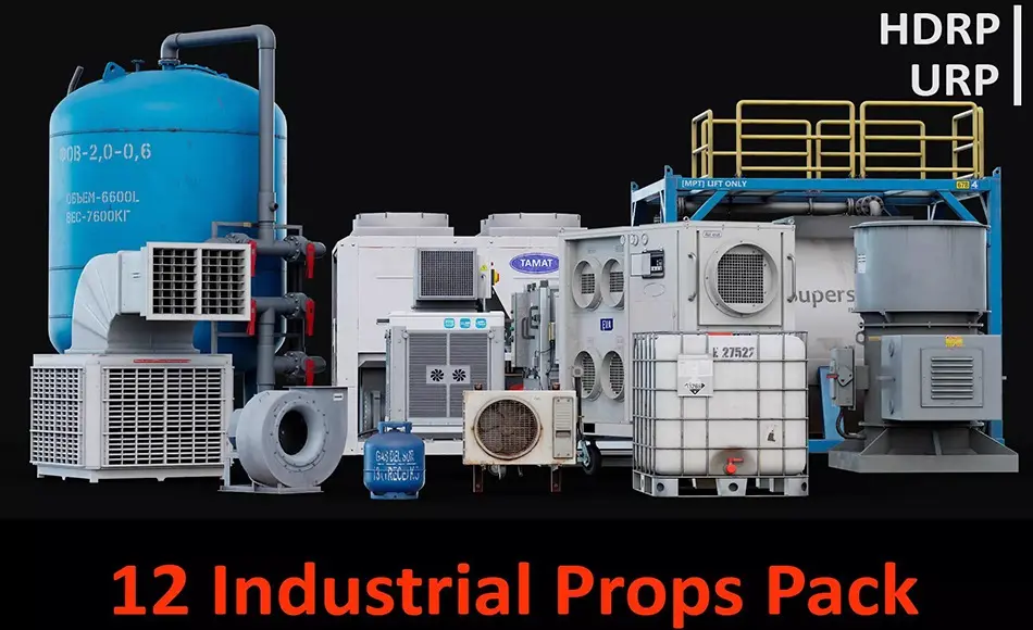Unity资产 – 12个工业道具包 12 Industrial Props Pack Unity资产 – 12个工业道具包 12 Industrial Props Pack