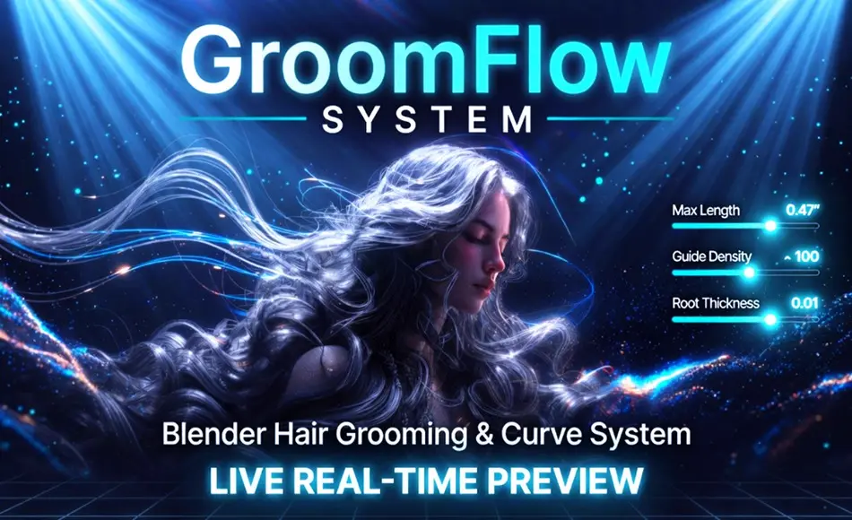 Blender插件 – 毛发美化插件 Groomflow Pro Blender插件 – 毛发美化插件 Groomflow Pro